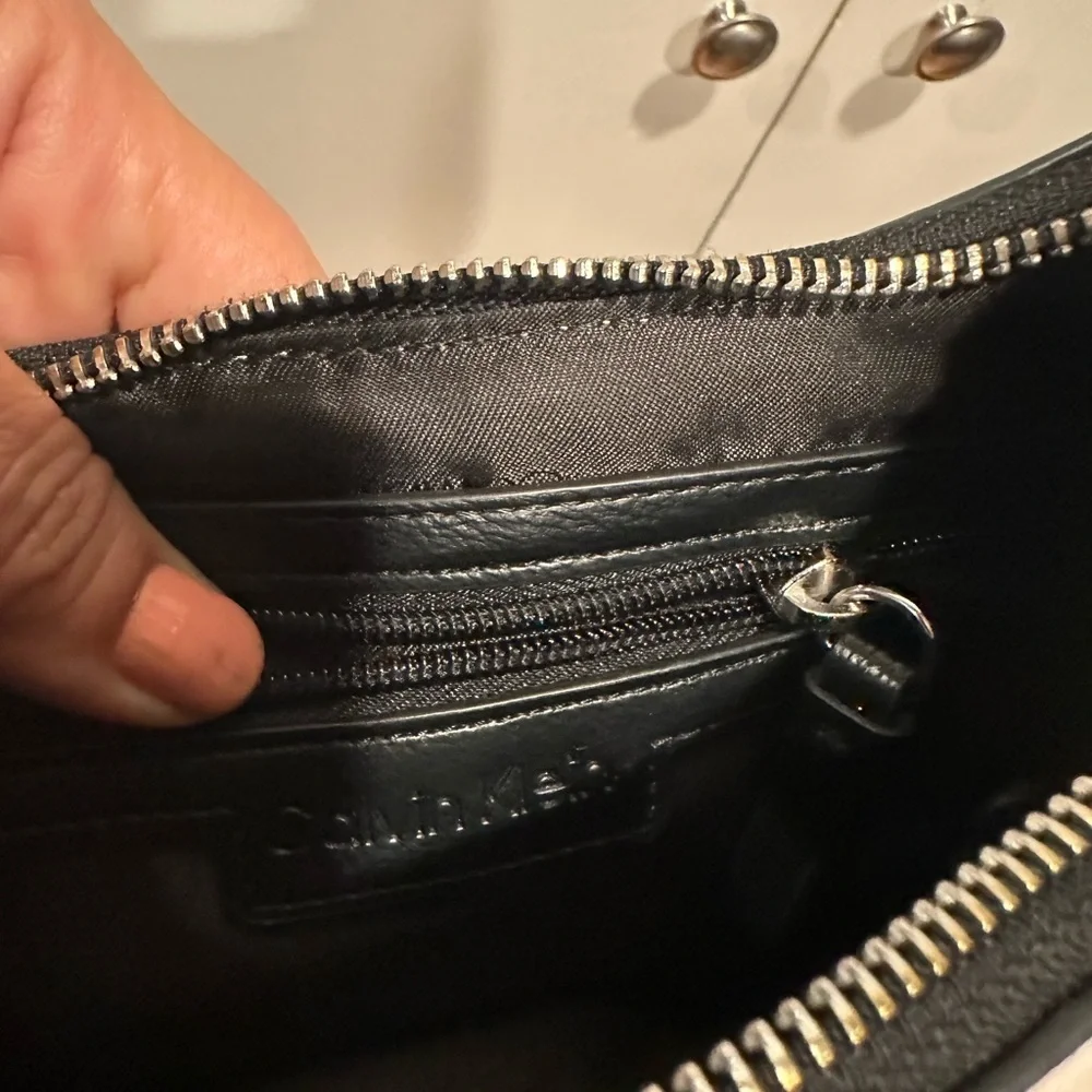 Calvin Klein White and Black Hobo Bag